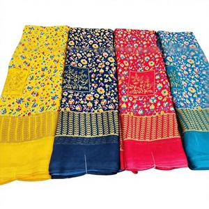Sari de georgette a la moda con blusa, sari para fiesta, diseño floral, proveedor mayorista de sari para exportación - Product Image 1