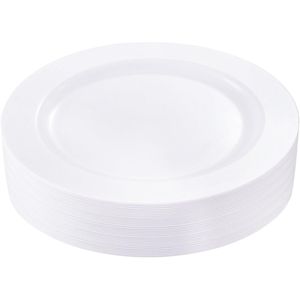 Assiettes jetables en plastique blanc de qualité supérieure de 10,25 pouces, 30 pièces pour mariages et fêtes - Product Image 1