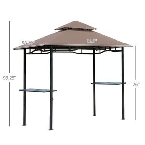Gazebo Moderno 2,4 x 1,5 m Color Caffè per Esterni con Tettoia BBQ, 2 Ripiani Laterali, Impermeabile, in Ferro, per Cortile, Villa, Esterni, Parco - Product Image 3