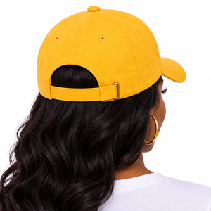 Gorra de Béisbol Amarillo Dorado con Bordado de Letras Griegas en Azul Rey, Visera Curva, Unisex, Deportiva, Casual, para Exteriores - Product Image 2