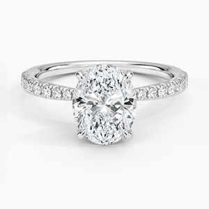 Bague de fiançailles solitaire SOJ Ring 02 en argent 925 plaqué rhodium, coupe ovale, 36 pierres latérales serties à griffes, moissanite 2 carats certifiée GRA - Product Image 1