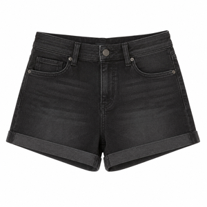 Shorts de Mezclilla Modernos para Mujer, para Atuendos Casuales, Transpirables, de Secado Rápido, Estilo Clásico Negro - Product Image 1