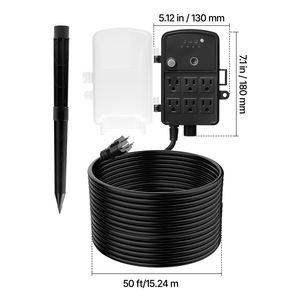 Multipresa da Esterno con Cavo di Prolunga da 15 Metri e Telecomando, Timer Crepuscolare, Palo Impermeabile e Coprimultipresa - Product Image 2