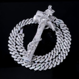 <b>Hot</b> Selling Hip Hop Unisex Shiny Rhodium Plated VVS D S925 Silver Moissanite <b>Stones</b> Charm Cross Pendant Fine Jewelry - Product Image 5