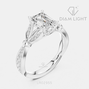 Bague de fiançailles en or blanc 14 carats avec diamant de laboratoire taille émeraude 1,30 carat, certifié IGI, couleur F+, clarté VS+, bague de promesse de mariage - Product Image 2