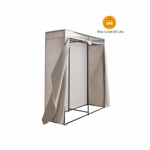 Organisateur de garde-robe portable - Très large 60 pouces, rangement de placard fermé à fermeture éclair, avec tringle en acier gris - Product Image 1