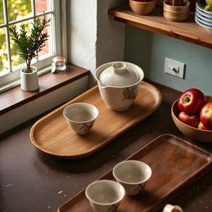 Japanese Style Solid Wood Serving Tray Oval & <b>Rectangle</b> Decorative Trays for <b>Coffee</b> <b>Table</b> Tea Tray - Product Image 5