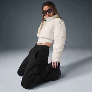 Women's Metallic <b>Cropped</b> <b>Puffer</b> <b>Jacket</b> Custom Logo Glossy Bubble Coat High Shine Winter Warm Zip Up Fashion Streetwear Outerwear - Product Image 6