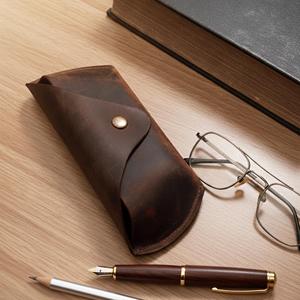 Luxury Genuine Leather Glasses Case <b>Slim</b> Soft Cowhide Pouch Handmade Reading Spectacles Protector Cover Bag LGC-0080 - Product Image 4