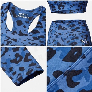 Ensemble de yoga 2 pièces North Approach, imprimé camouflage, haut court dos nageur et short taille haute, anti-transpiration et respirant, vêtements de sport - Product Image 4