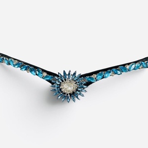 Diadema decorativa de cuero para caballo con cristales transparentes azules y plateados, estilo Sunshine Bling, personalizada, con cierre rápido y fácil de cambiar. - Product Image 5