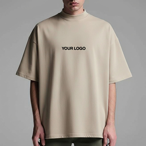 Camiseta de Hombre de Algodón 100% de Corte Holgado, Cuello Redondo, Manga Corta, Color Sólido, Tejido Grueso y Transpirable, Estilo Hip Hop, Precio al por Mayor - Product Image 1