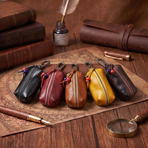 Premium leather compact key holder with durable zipper and premium craftsmanship luxury leather key organizer zipper key <b>wallets</b> - Product Image 6