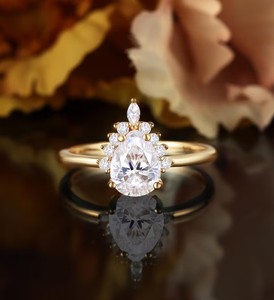 Pear Cut Moissanite 14K Gold Plated Sterling <b>Silver</b> Elegant <b>Solitaire</b> Engagement <b>Ring</b> Teardrop Luxury Wedding Jewelry Gift Her - Product Image 1