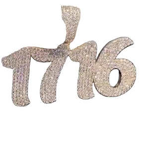 Pendentif numéro personnalisé en moissanite glacé Beau pendentif en argent sterling blanc et bijoux HIP HOP - Product Image 1