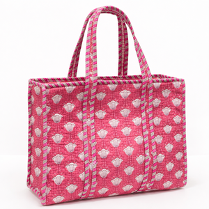 Bolso Tote de Algodón Acolchado Floral Lily, Hecho a Mano, Ligero, con Estampado Étnico Indio, Gran Capacidad, para Mujer - Product Image 1