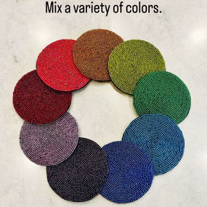 ชุดจานรองแก้วลูกปัดแก้วหลากสีทรงกลมลายเกลียว งานแฮนด์เมด สำหรับตกแต่งโต๊ะอาหารในครัวเรือนสมัยใหม่ - Product Image 1