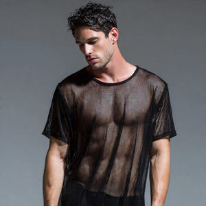 Camisetas de malla transparente OEM para hombre, ropa de playa, cuello redondo, camisetas transparentes para nadar, camiseta de malla transparente para hombre - Product Image 2
