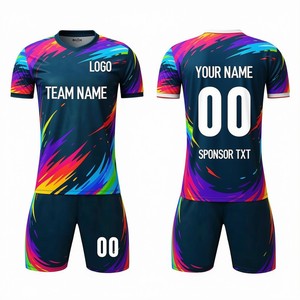 ชุดเสื้อฟุตบอลแบบกำหนดเองสำหรับผู้ชาย คอวี แขนสั้น ผ้าโพลีเอสเตอร์ซับเหงื่อ พิมพ์ลายชื่อทีมและหมายเลขด้วยเทคนิค Sublimation สำหรับผู้ใหญ่ ใช้ได้ทุกฤดูกาล - Product Image 2