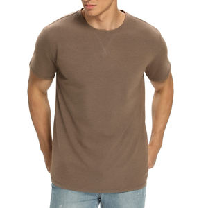 Camiseta de Manga Corta con Cuello Redondo para Hombre, 100% Algodón Jersey, Corte Regular, Ribete en Contraste, Estilo Casual, Color Sólido - Product Image 1