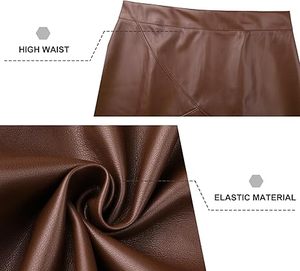 Minifalda de Cuero para Mujer, Falda Corta de Cintura Alta con Corte en A, Colores y Tallas Personalizadas, Fabricante de Marca Privada - Product Image 5