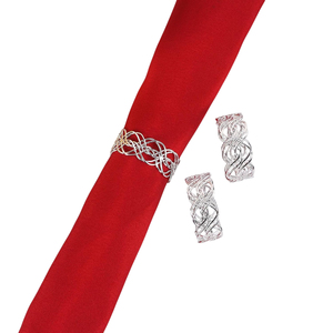 Anneaux de serviette en métal doré et argenté, découpés géométriquement, pour la décoration de table de mariage, de fête ou d'hôtel - Product Image 4