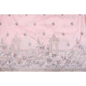 Tissu satiné semi-soie brodé au mètre - Motif floral rose uni 58 pouces de large pour mariage - Product Image 3