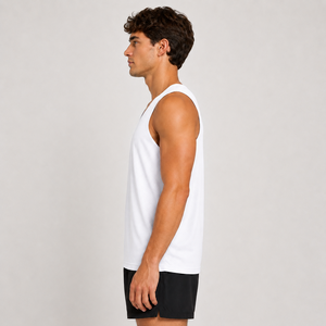 Camiseta sin Mangas de Malla para Hombre, Cuello Redondo, Transpirable, Deportiva, Corte Regular, para Todas las Temporadas, Color Sólido, Material de Poliéster - Product Image 2