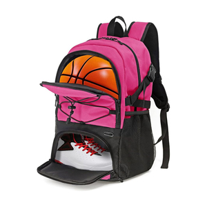 Heather Grey Basketball Backpack Zipper Panelled Design Insulated Side Pocket Shoe Compartment <b>Large</b> Ball Holder Waterproof - Product Image 5