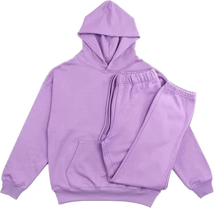 ชุดวอร์มลาเวนเดอร์แบบ unisex มีฮู้ด แขนยาว สีพื้น สวมใส่สบายๆ สำหรับฤดูใบไม้ร่วง ผ้าฝ้าย 100% ทรงหลวม มีกระเป๋าข้าง - Product Image 1