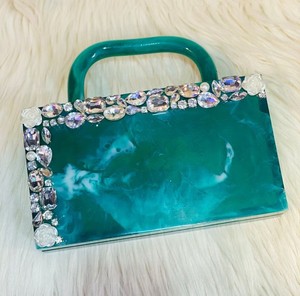 Decorative <b>Beaded</b> Epoxy Resin Clutch Evening Bag With Resin Handle Event Festive Party Trending Luxury Fashion Statement Purse - Product Image 2
