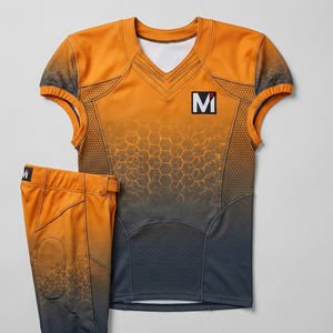 Ensemble d'uniformes de football américain sublimés sur mesure, tissu recyclé écologique, maillot et pantalon de football professionnels pour équipe - Product Image 1