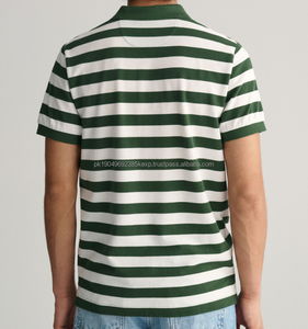 เสื้อโปโลชายรักบี้สำหรับผู้ชายพิมพ์โลโก้แบบกำหนดเองแขนสั้นผ้าฝ้ายระบายอากาศลายทางสไตล์ใหม่สีตัดกัน - Product Image 5