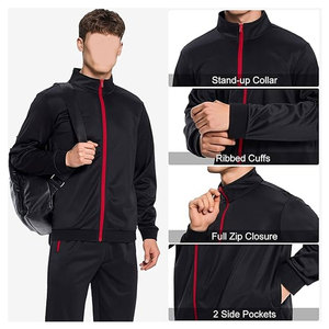 ชุดวอร์มผู้ชายแบบ 2 ชิ้น ชุดวิ่งออกกำลังกายแบบซิปเต็มตัว ชุดสเวตสูทสำหรับผู้ชาย ชุดวอร์มกีฬาเนื้อผ้ามันวาว น้ำหนักเบา ระบายอากาศได้ดี - Product Image 5