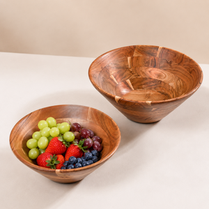 Ensemble de bols en bois naturel, grands et petits, pour servir des salades, des fruits, des collations, vaisselle de cuisine, bols en bois décoratifs faits à la main - Product Image 1