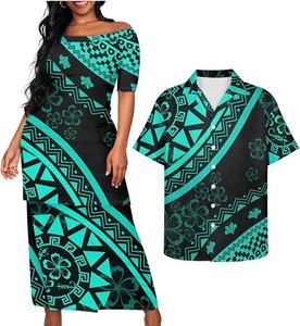 Vestidos de Ropa Tribal Polinesia Puletasi para Mujer, Elegantes Vestidos de Manga Corta Estilo Isleño, Conjunto Puletasi Samoano, Vestido Maxi - Product Image 5