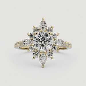 Vintage Lab Grown Diamond Engagement Rings 10K 14K 18K Solid Gold Wholesale Round Marquise Cluster Modern Unique Wedding Jewelry - Product Image 1