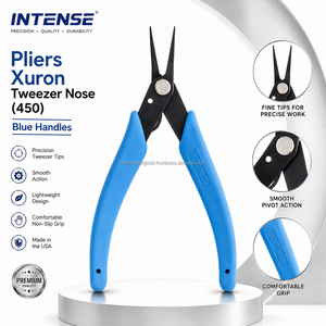 Pince à bec de précision OEM XURON, modèle ISI-05-31220, poignées en PVC bleu, pointe fine, acier inoxydable, pour bijoux, artisanat, enroulement de fil - Product Image 1