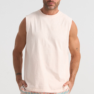 Débardeur sans manches pour homme, couleur unie, col rond, en coton tricoté, style décontracté - Product Image 1