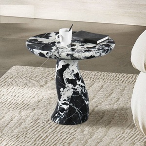 Best Wholesale Calacatta Black Marble Corner <b>Table</b> Customized <b>Round</b> Marble <b>Table</b> for Hotel Villa Home Project - Product Image 5