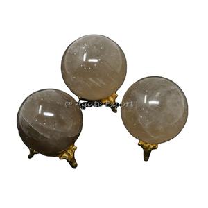 Sphère de pierre naturelle personnalisée en gros avec boules de cristal rutile blanc de guérison lignes dorées - Product Image 4