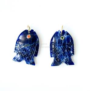 Pendentif Poisson en Sodalite AAA, Collier en Argent 925 Fait Main avec Pierre Précieuse, Breloque en Cristal de Guérison Sculptée à la Main, Bijou de Luxe Tendance pour la Création de Bijoux - Product Image 5