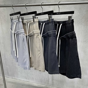 Pantalones Cortos Holgados Unisex Personalizados con Textura Vintage Lavada, Estilo Waffle, Cintura Doble Elástica con Cordón Ajustable y Alta Calidad - Product Image 3