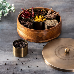 Wood Spice <b>Box</b> Storage Container With Brass Lid Wood Spice <b>Box</b> Customized Designer Pieces Wood Spice <b>Box</b> - Product Image 1