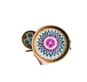 Bandeja Redonda de Bambú Hecha a Mano |   Plato de mimbre natural para servir frutas y aperitivos, ideal para el desayuno en casa y en restaurantes - Product Image 5