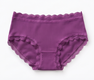Soutien-gorge sans armatures pour femme, violet, avec dentelle, en tricot de spandex respirant, à porter au quotidien, demi-bonnet, non doublé - Product Image 3
