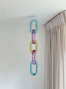 Best Quality Resin Chain Links <b>Pink</b> Frosted Grey Tint Hanging Sculpture Translucent Resin Chain Interior Space Divider Accent - Product Image 2