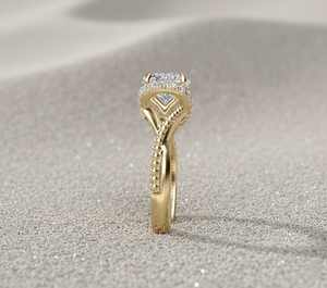 Anillo de compromiso de diamante creado en laboratorio Stonewels, oro de 14K, engaste de púas, corte vintage, estilo cinta, halo, para joyería personalizada certificada - Product Image 3