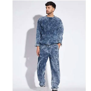 Conjunto de Sudadera con Capucha y Pantalones de Chándal para Hombre, Estilo Urbano, Lavado Ácido, Color Sólido, Peso Medio, Corte Regular, Precio Económico - Product Image 2