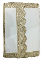 Bordure décorative élégante en dentelle à sequins dorés, motif floral brodé, largeur de 3 à 3 7/8 pouces, pour bordure de robe.